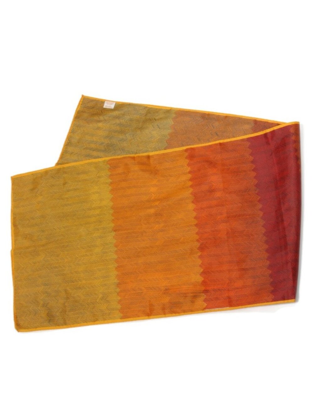 Glentex Vintage 70s Scarf Orange Red Gradient Herringbone Rectangle Scarf Japan